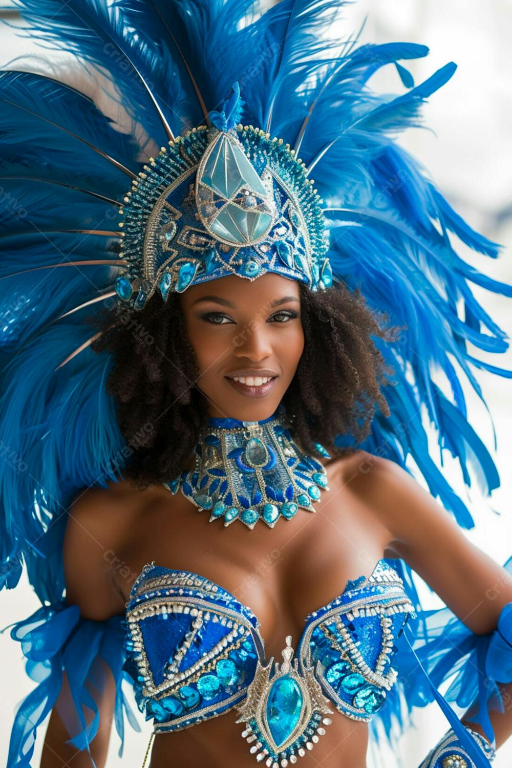 Mulher Usando Fantasia Azul De Carnaval 2