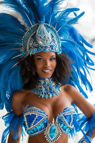 Mulher usando fantasia azul de carnaval 2