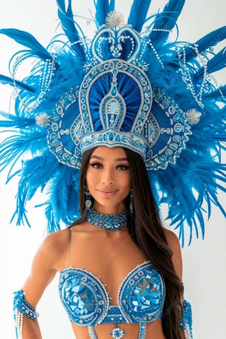 Mulher usando fantasia azul de carnaval 3