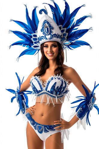 Mulher usando fantasia azul de carnaval 5