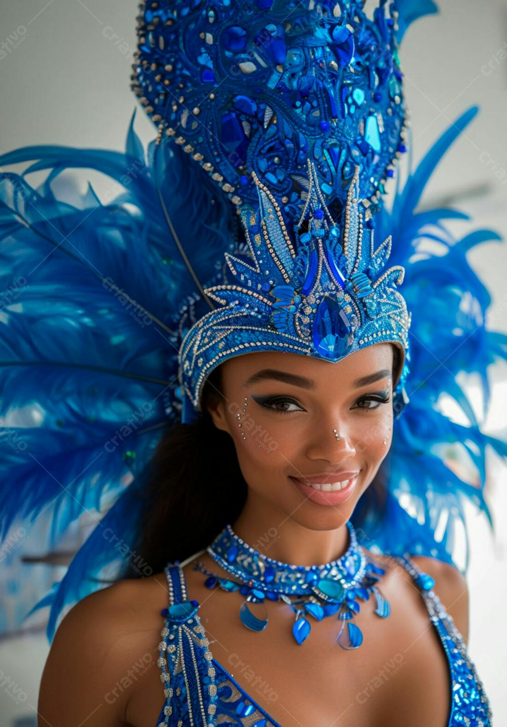 Mulher Usando Fantasia Azul De Carnaval 9