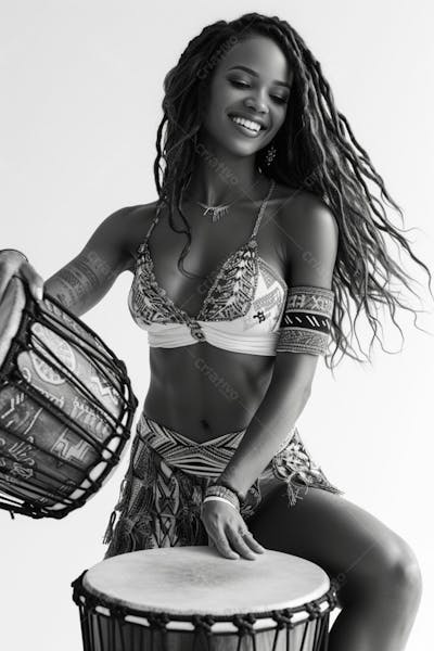 Mulher Usando Fantasia De Carnaval Imagem Preto E Branco 6