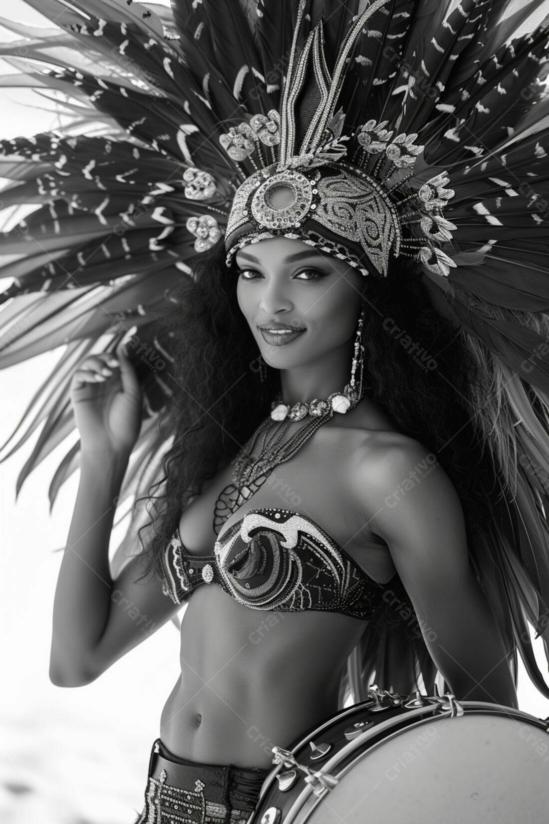 Mulher negra em traje de carnaval