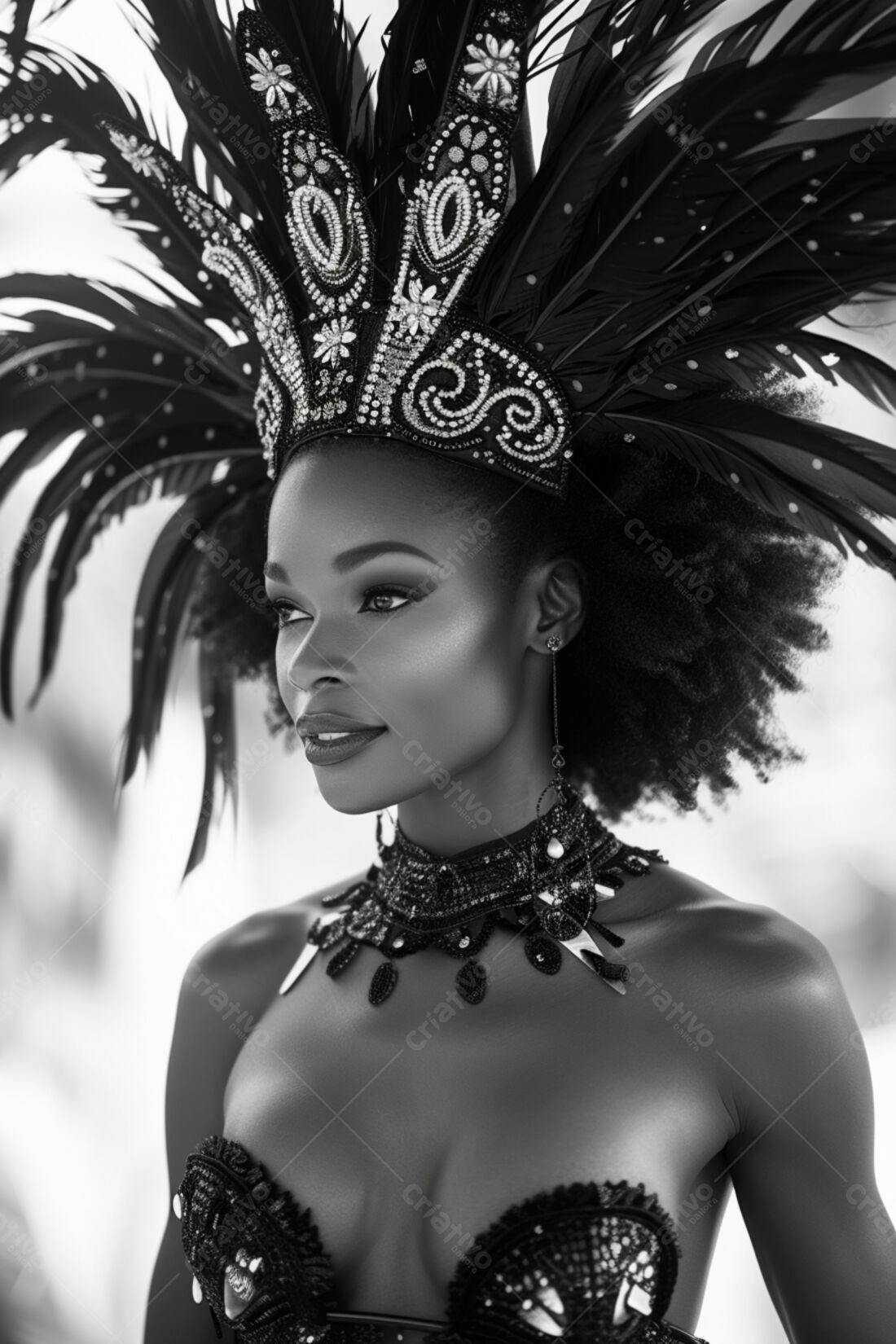 Modelo negra com fantasia de carnaval