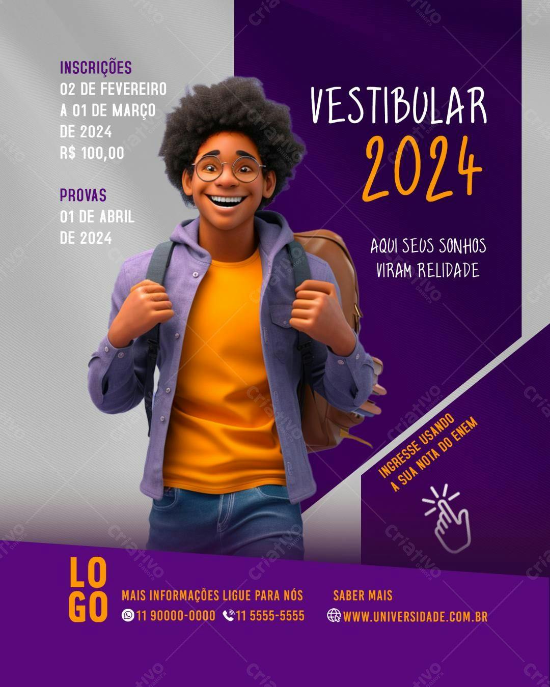 Flyer Vestibular 2024 PSD Editável