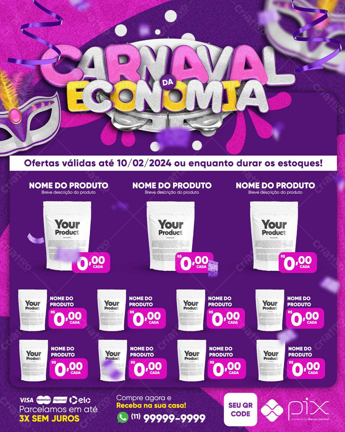 Flyer Carnaval da Economia PSD Editável
