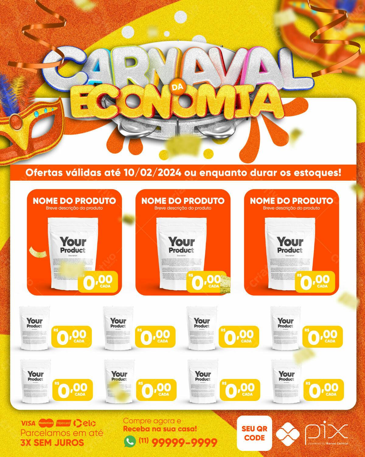 Flyer Carnaval da Economia PSD Editável