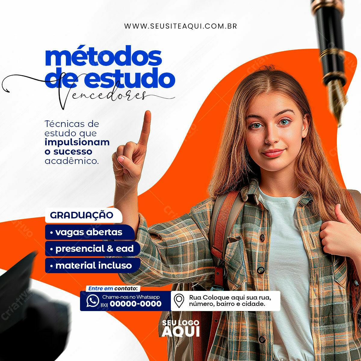 Flyer para Curso de Métodos de Estudo PSD Editável