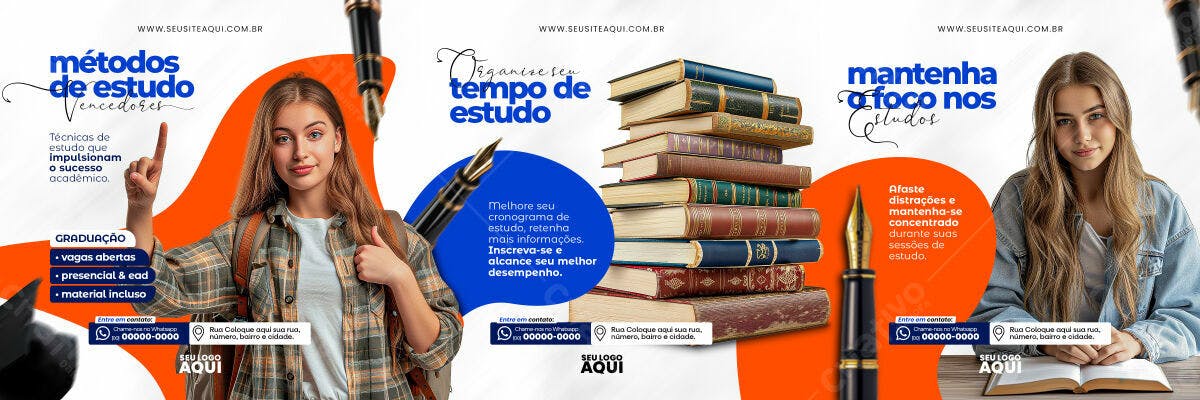 Banner para Curso de Métodos de Estudo PSD Editável