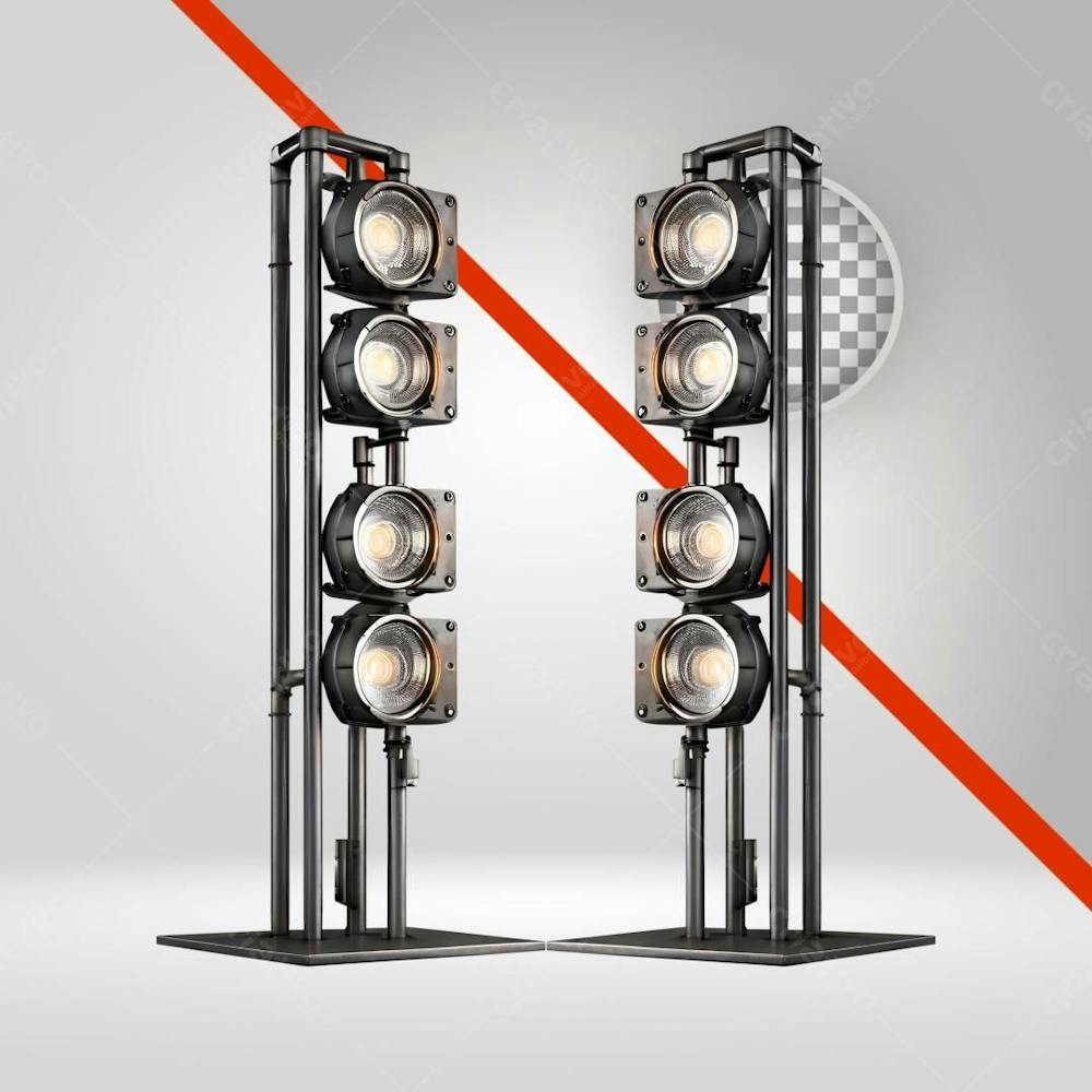 Estrutura De Metal Com Luzes, Faróis 3D, Fundo Transparente