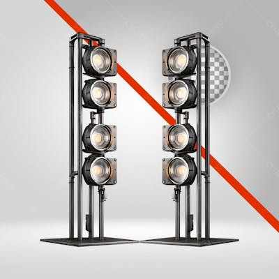 Estrutura De Metal Com Luzes, Faróis 3D, Fundo Transparente