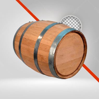 Barril de madeira 3d, elemento png