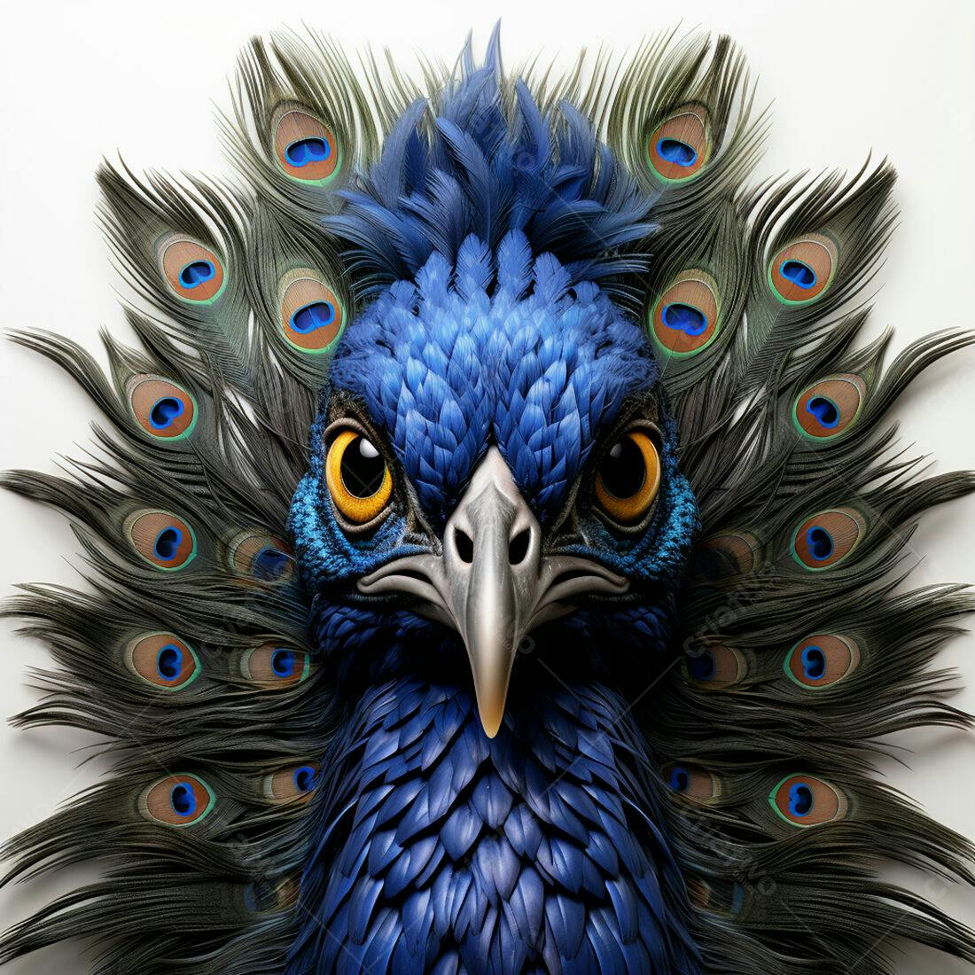 Ave Azul com Penas de Pavão