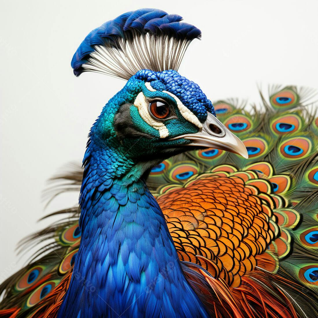 Pavão Azul e Laranja exuberante