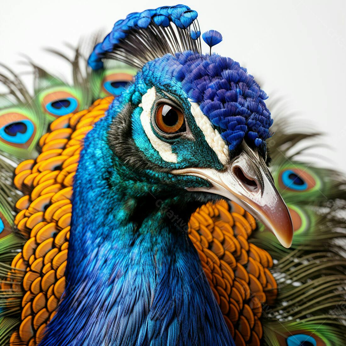 Pavão Azul e Laranja Close-up