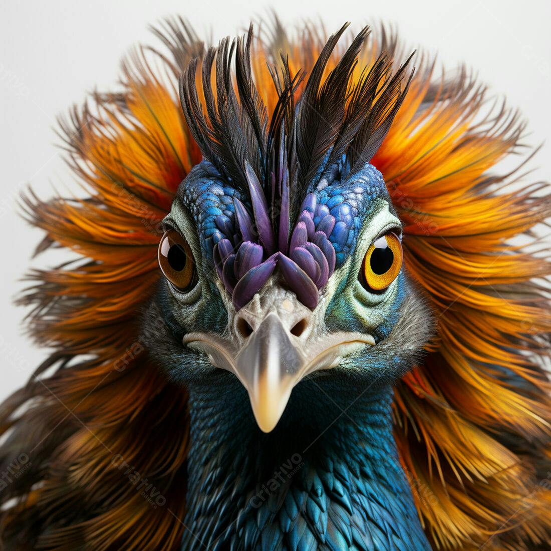 Ave do paraíso azul e laranja retrato