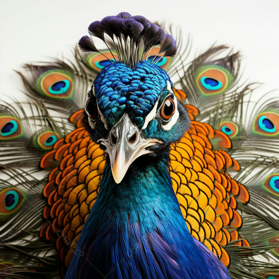 Pavão Azul e Dourado em Close
