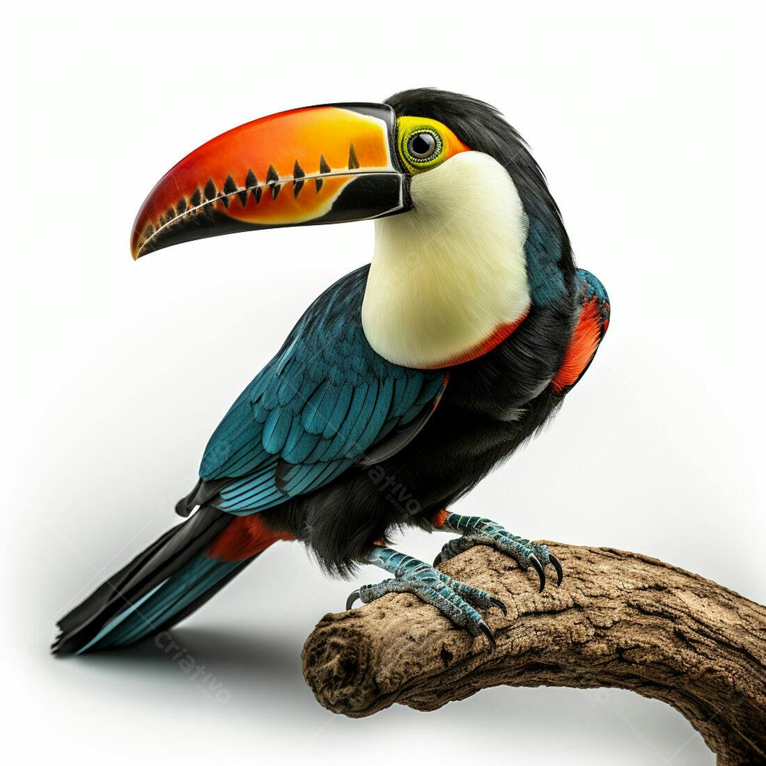 Tucano Azul em galho branco