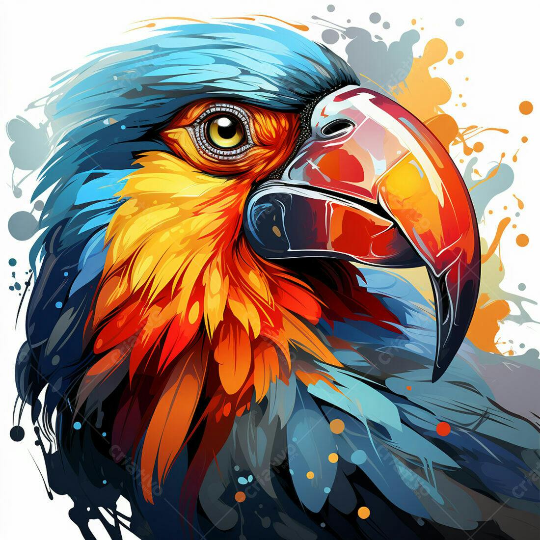 Arara colorida retrato estilo aquarela