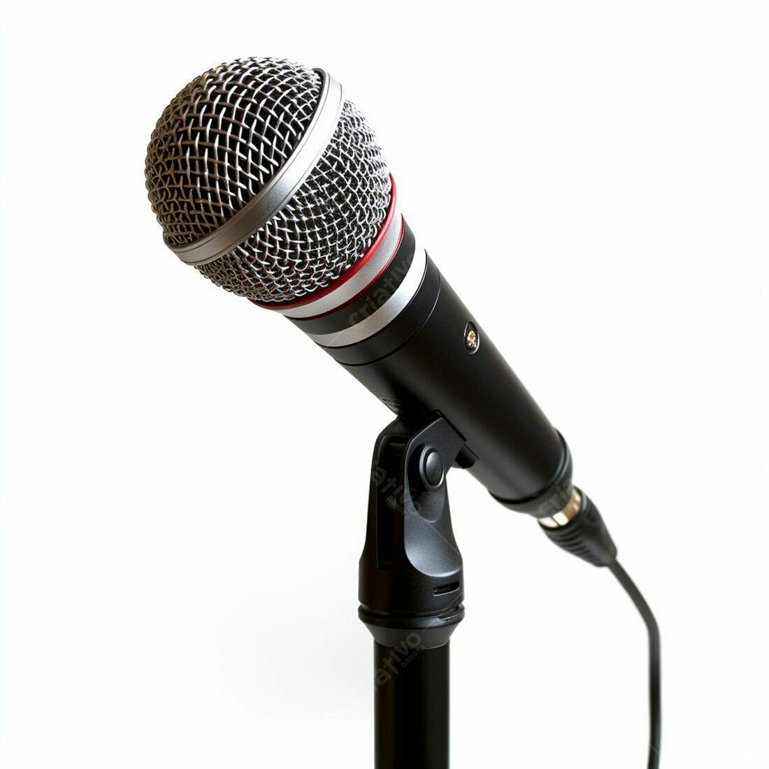 Microfone com pedestal fundo branco