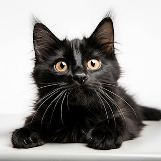 Imagem grátis gato preto sobre fundo branco em alta qualidade imagem comercial