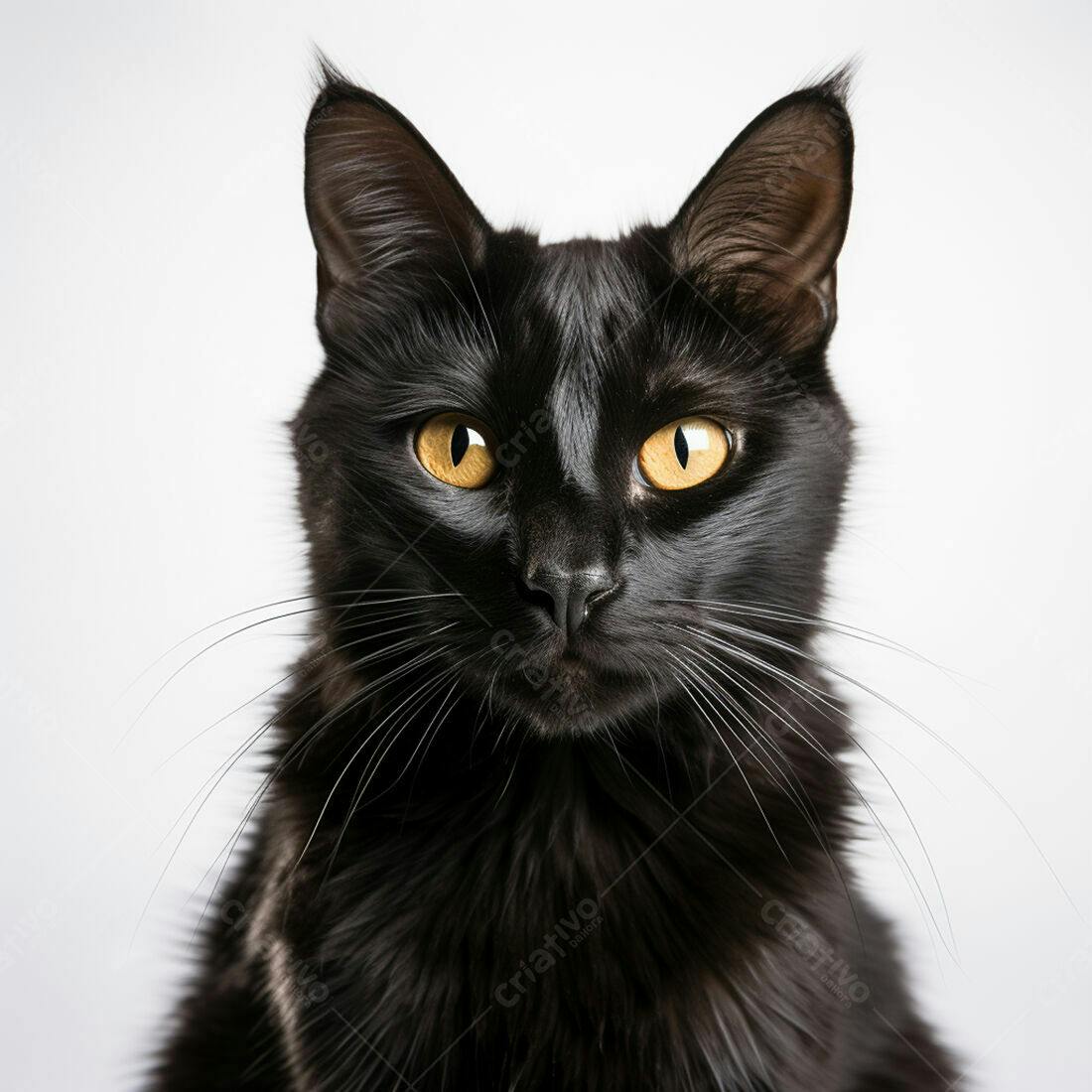 Gato Preto Olhos Amarelos Retrato