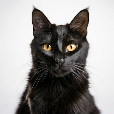 Imagem grátis gato preto sobre fundo branco em alta qualidade imagem comercial