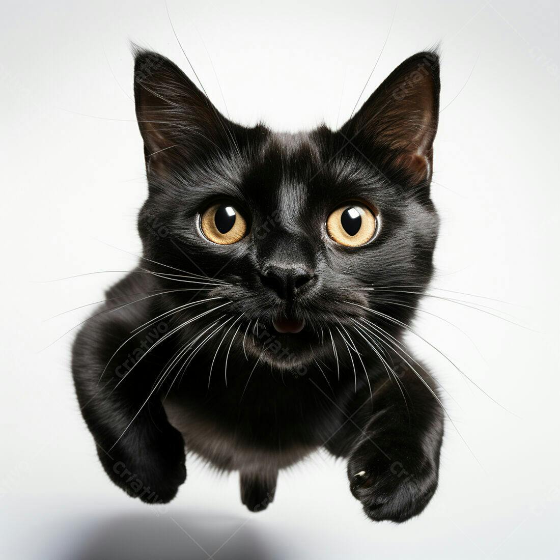 Gato Preto Curioso em Primeiro Plano