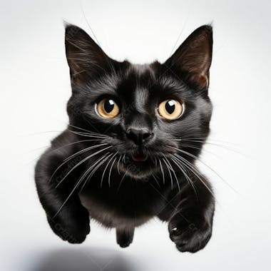 Imagem grátis gato preto sobre fundo branco em alta qualidade imagem comercial