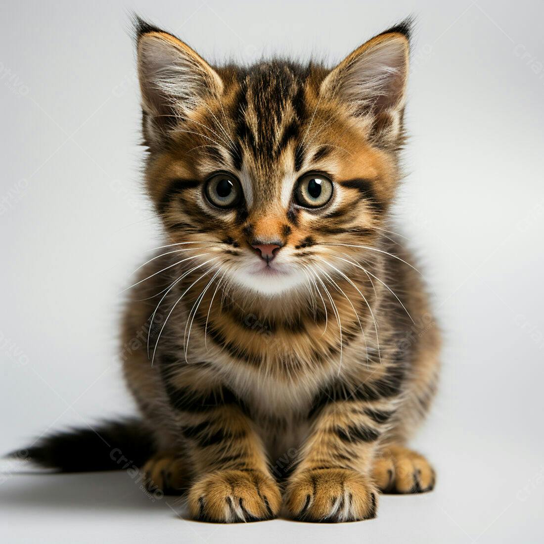Gatinho marrom e dourado em estúdio