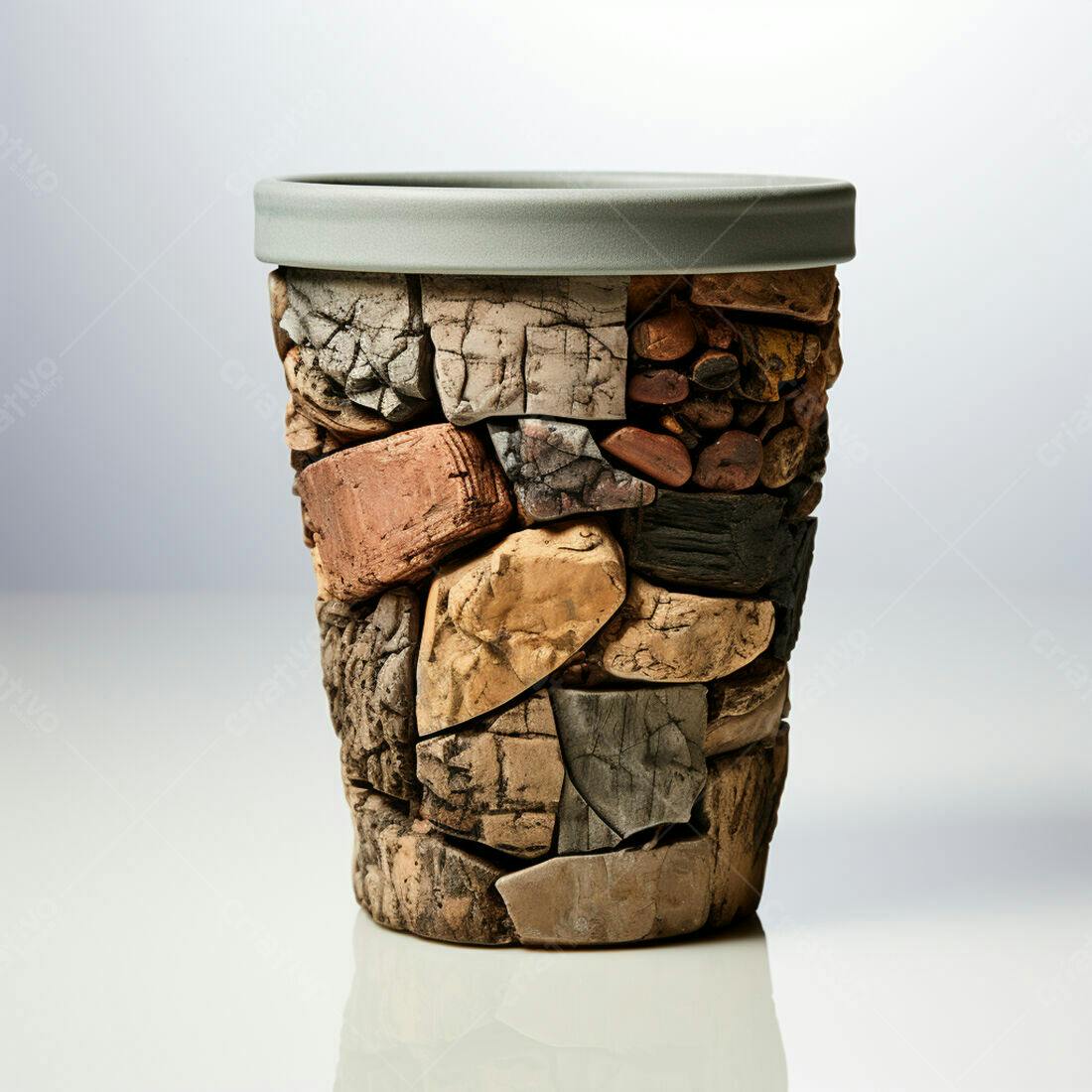 Vaso de Pedras Marrons e Bege