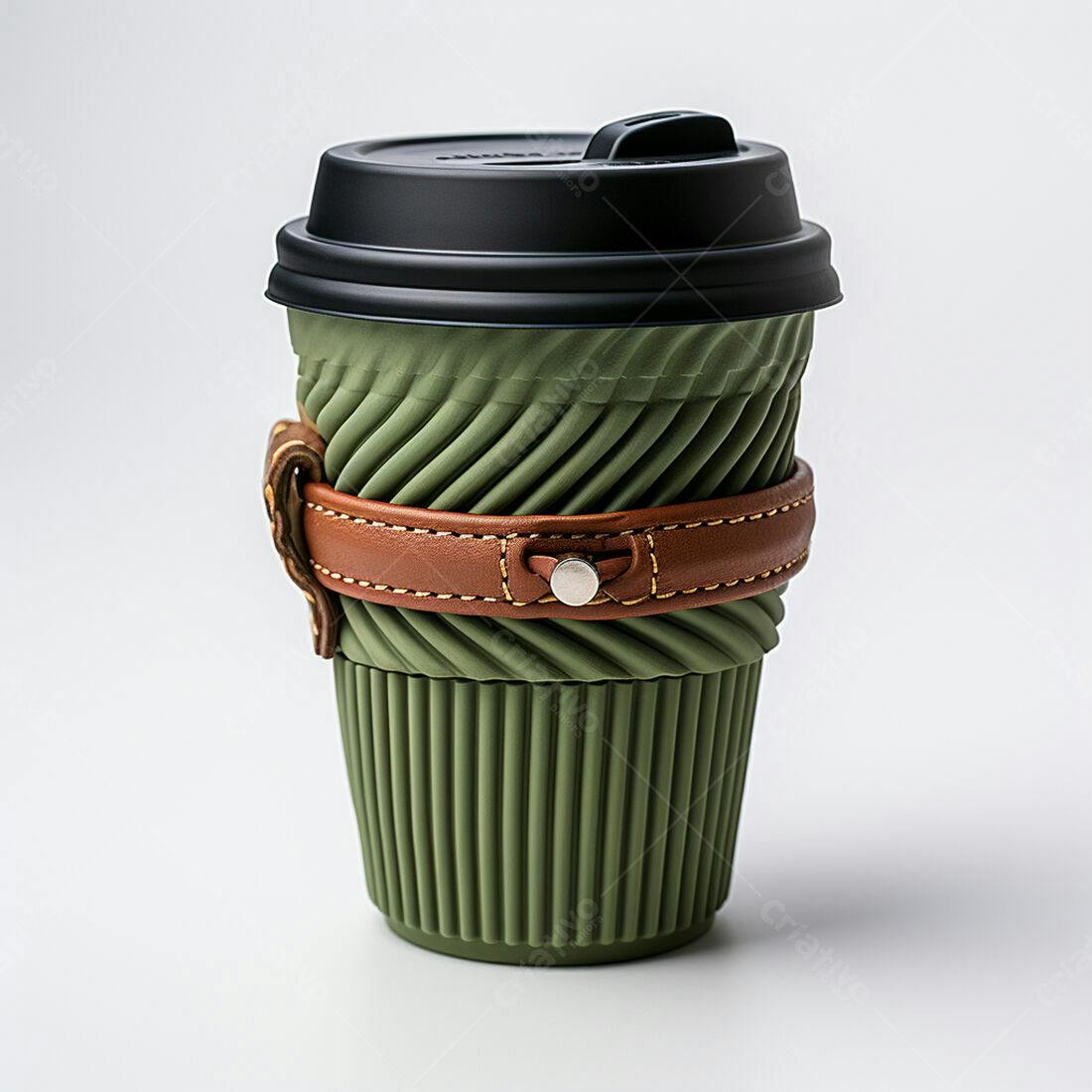 Caneca Verde com Alça de Couro