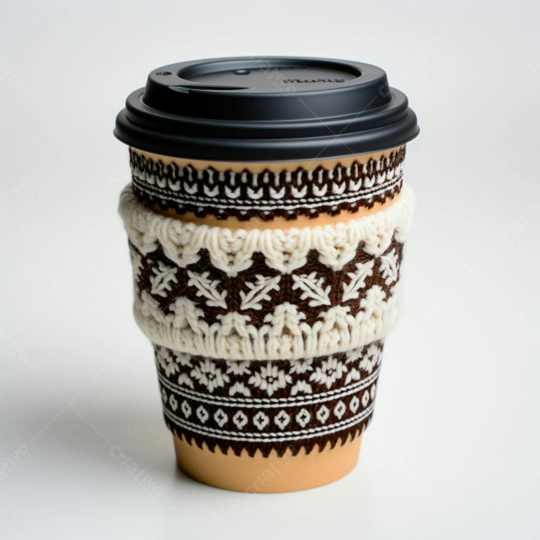 Copo de café com protetor de tricô inverno