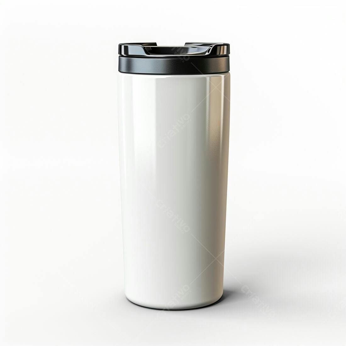 Caneca térmica branca com tampa preta