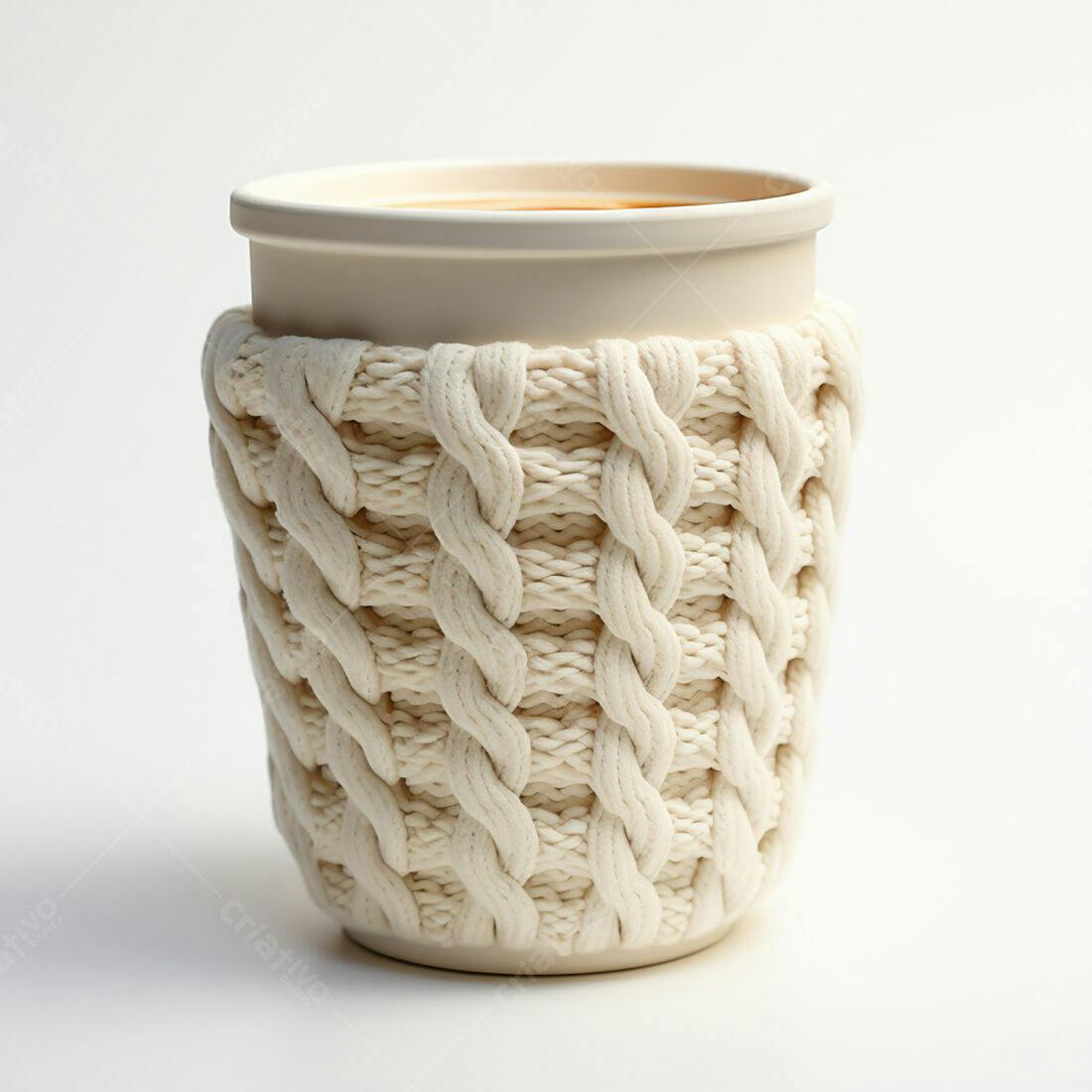 Caneca com Capa de Tricô Creme