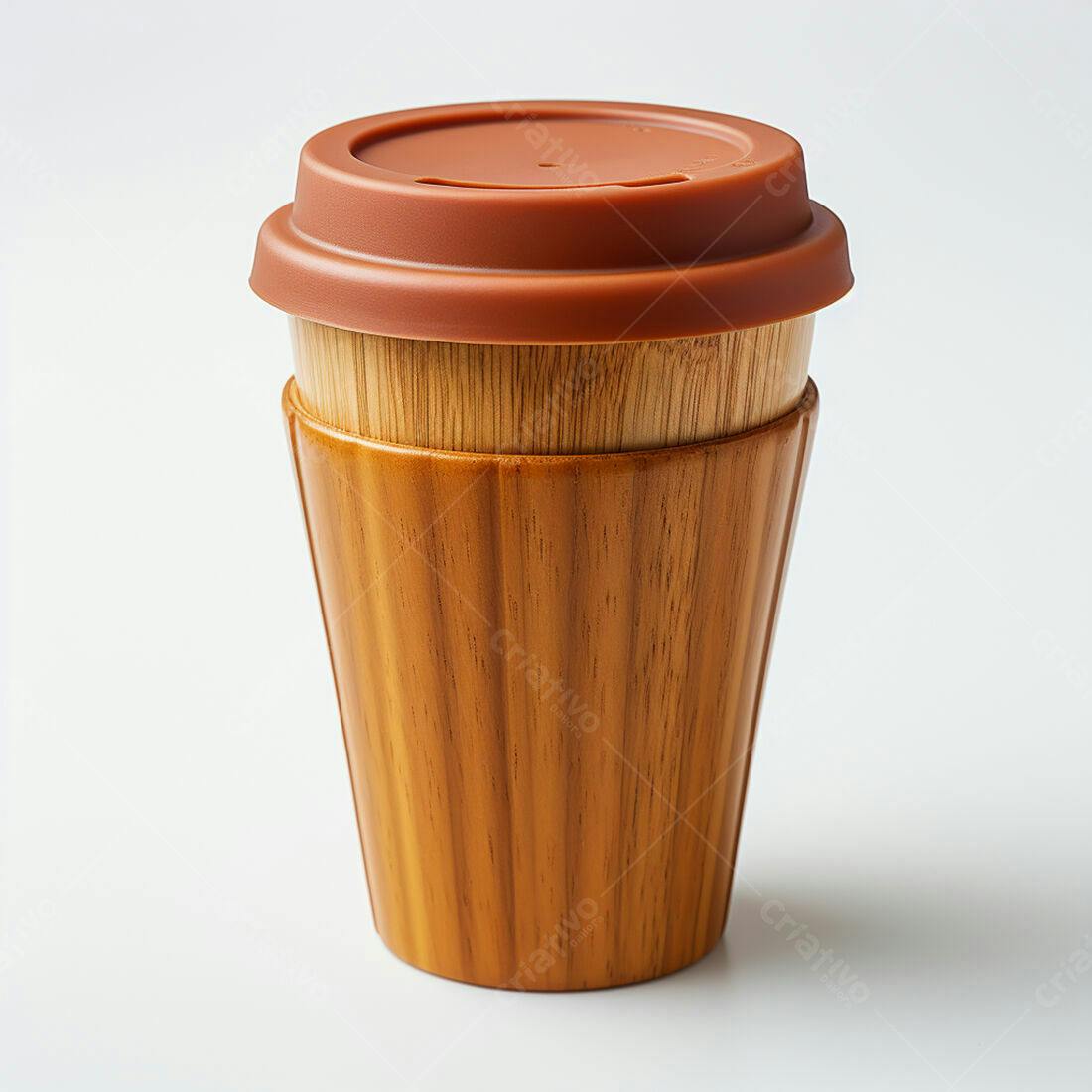 Caneca de bambu ecológica com tampa marrom