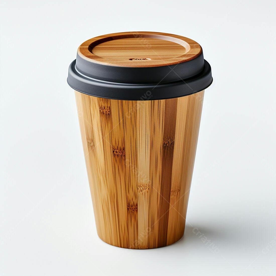 Copo de Bambu com Tampa Preta