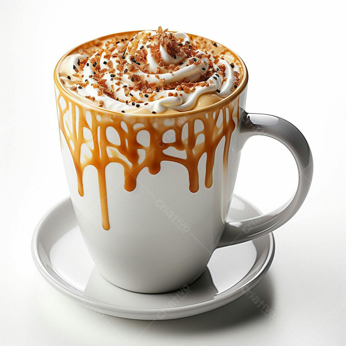 Café com chantilly e caramelo derretido