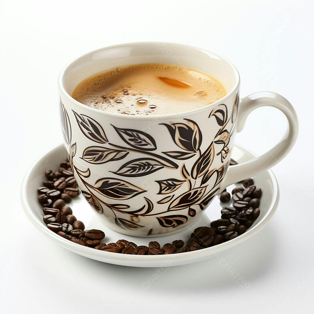 Café da manhã xícara decorada grãos