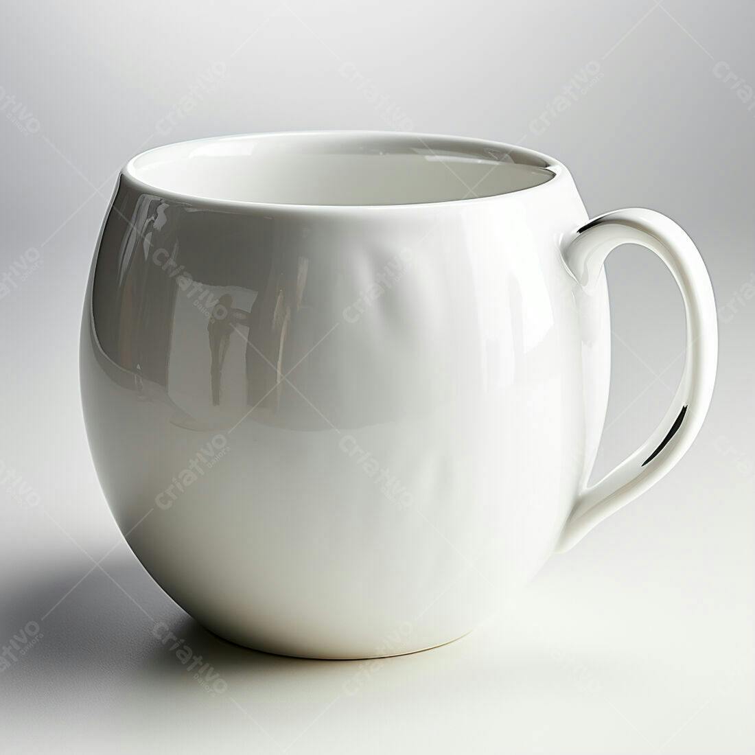 Caneca de porcelana branca redonda