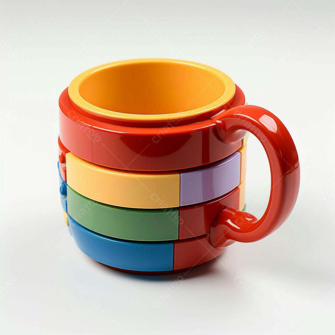 Caneca multicolorida estilo Lego design moderno