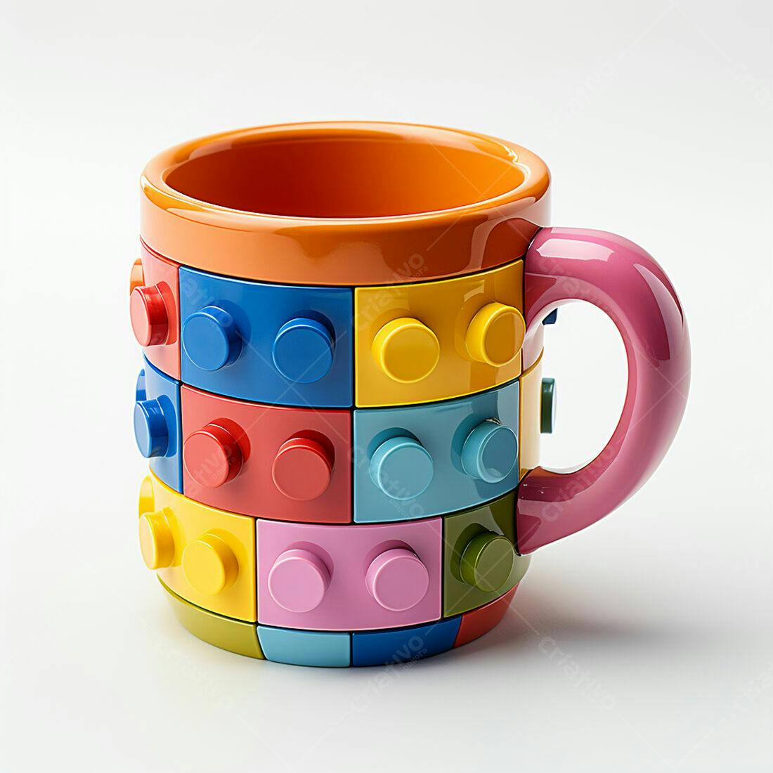Caneca colorida estilo Lego