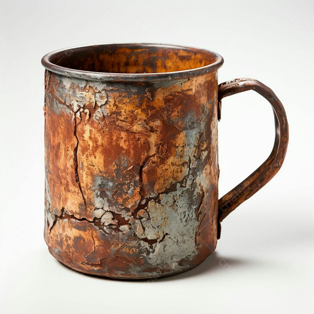 Caneca enferrujada com textura desgastada