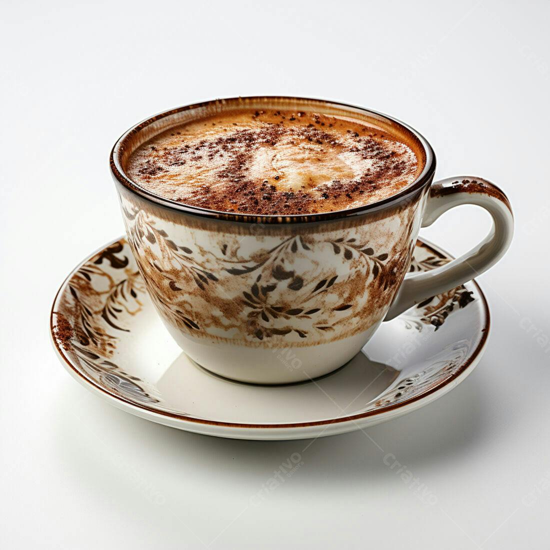 Cappuccino em xícara vintage com canela