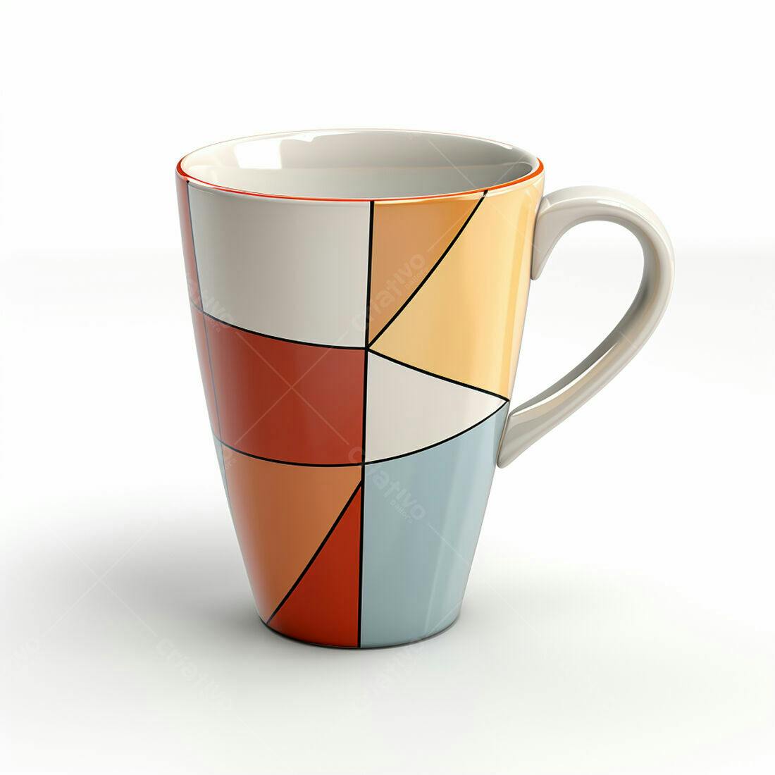 Caneca cerâmica geométrica cores quentes