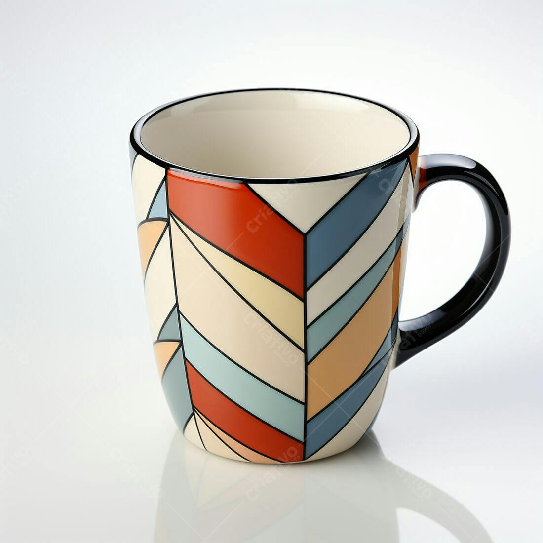 Caneca cerâmica com design geométrico