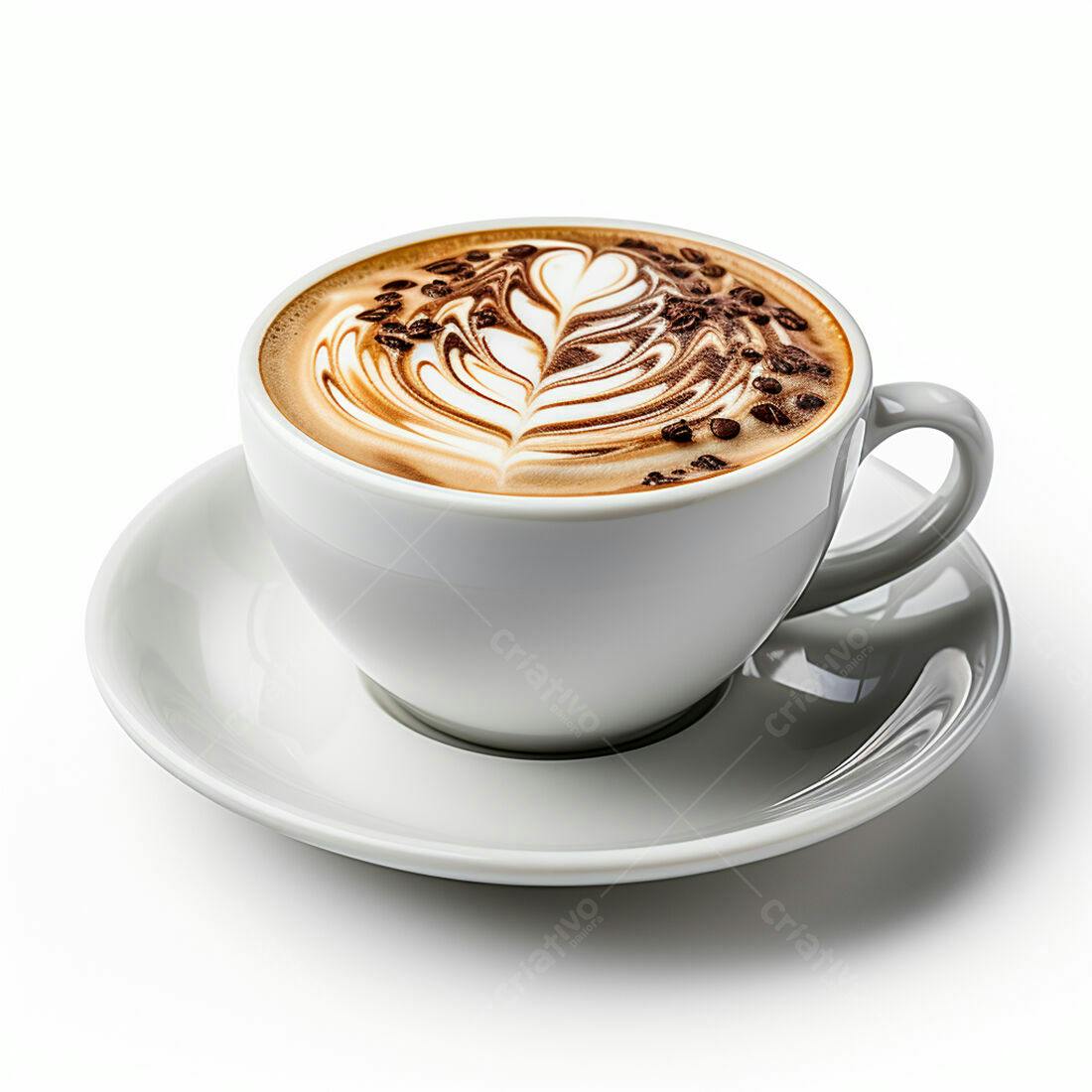 Cappuccino com Arte na Espuma grãos de cacau