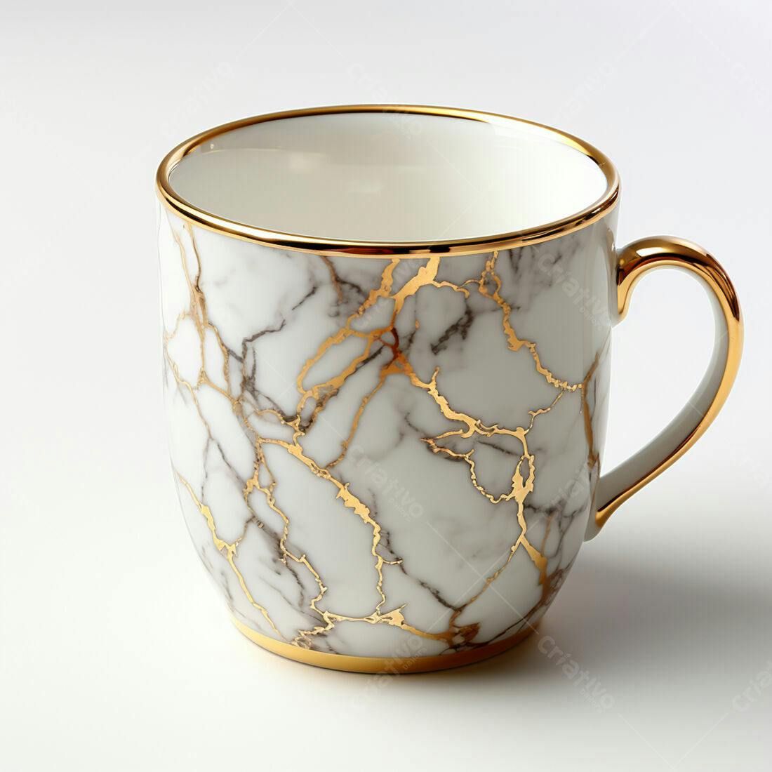 Caneca mármore dourado luxo decoração