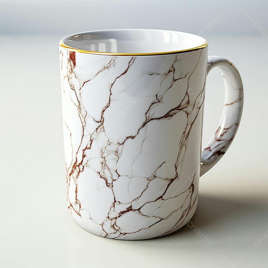 Caneca de mármore branco e dourado