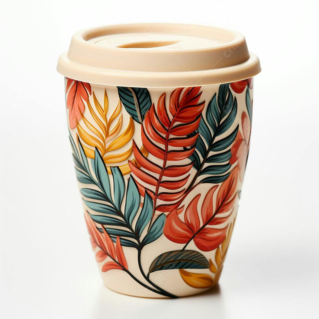 Caneca com estampa tropical colorida